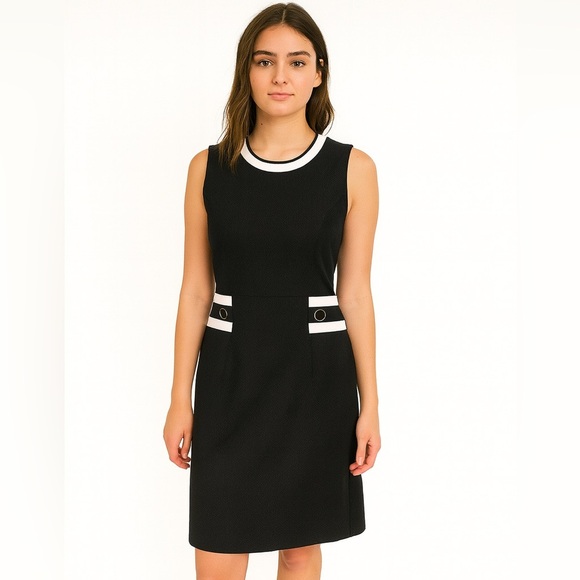 hobbs Dresses & Skirts - Kate Middleton style HOBBS Black White Sleeveless MIDI Aline Dress Size 8